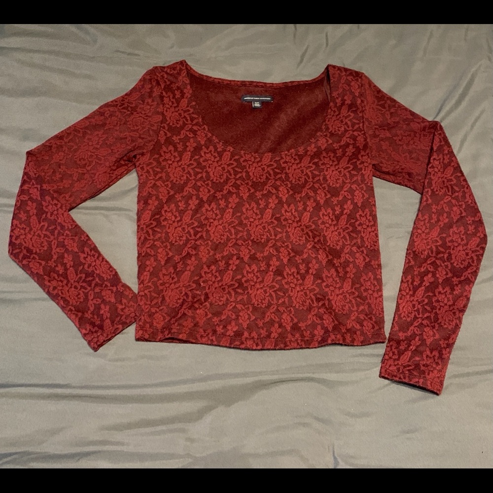 Dark red long sleeve top